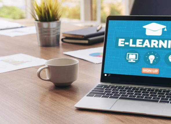 E-learning and Online Education for Student and University Concept.